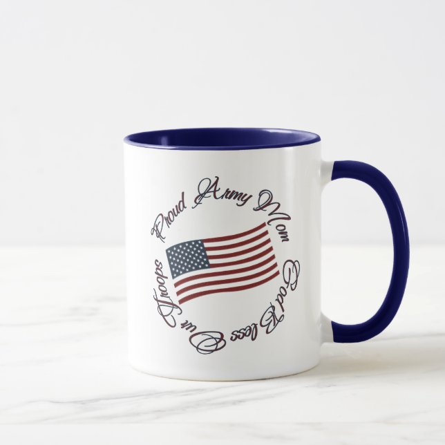 God Bless Our Troops, Proud Army Mom Mug (Right)