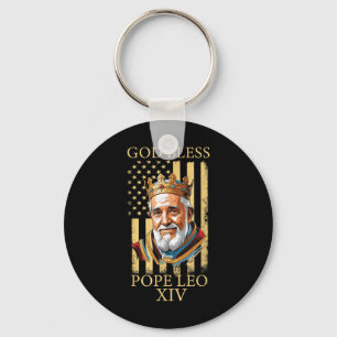 God Bless Pope Leo Xiv, American Flag 2025 Keychain