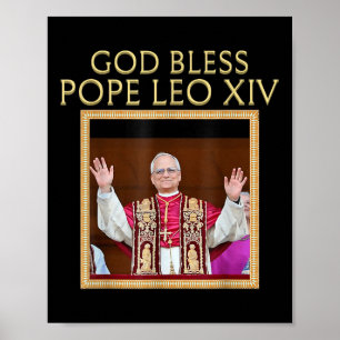 God Bless Pope Leo Xiv Catholic Portrait Religious Poster
