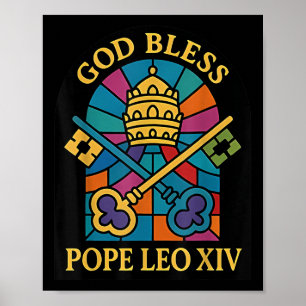 God Bless Pope Leo Xiv Papal Memorabilia Vintage Poster