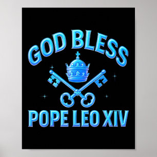 God Bless Pope Leo Xiv Retro Vintage Catholics Mem Poster