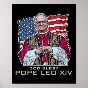 God Bless Pope Leo Xiv Robert New Pope Retro Ameri Poster