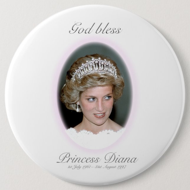 God Bless Princess Diana - Remembrance Button (Front)