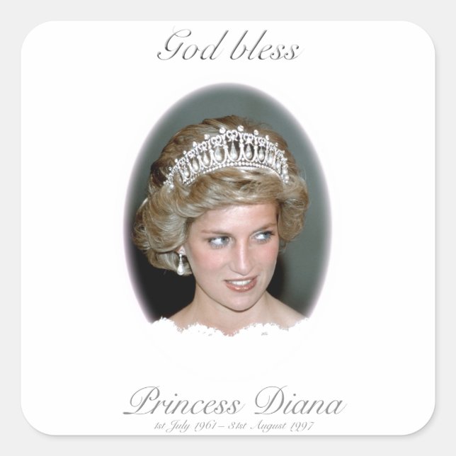 God Bless Princess Diana Square Sticker (Front)
