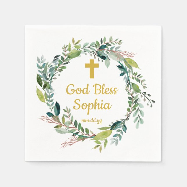 God Bless Son Daughter Baptism Communion Party Napkins (Front)