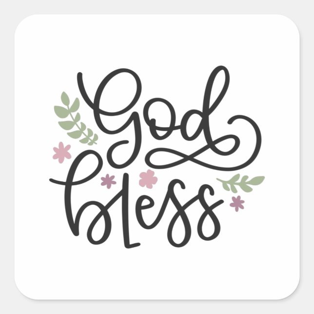 God bless square sticker (Front)