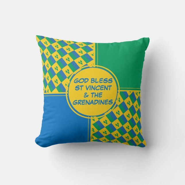 GOD BLESS ST VINCENT Flag Patriotic Throw Pillow (Front)