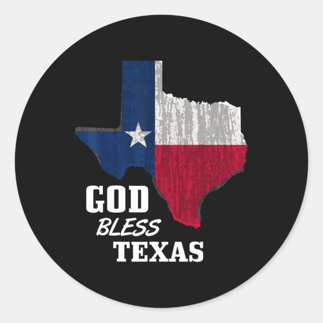 God Bless Texas Flag Texas Independence Day Blue R Classic Round Sticker (Front)
