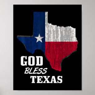 God Bless Texas Flag Texas Independence Day Blue R Poster