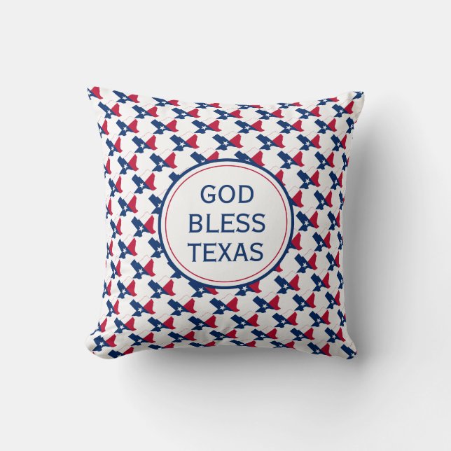 GOD BLESS TEXAS Inspirational Texan Flag Throw Pillow (Front)