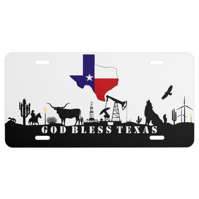 God Bless Texas Lone Star State License Plate (Front)