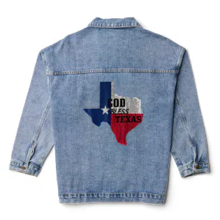 God Bless Texas Proud Strong Awesome Ohio  Denim Jacket