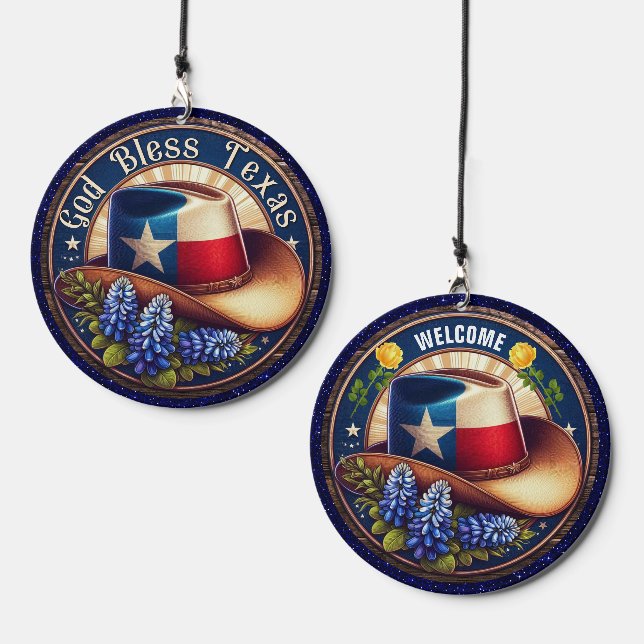 God Bless Texas Wind Chime (Front & Back)