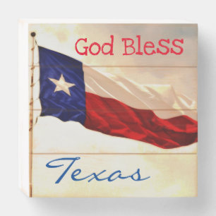 God Bless Texas Wooden Box Sign