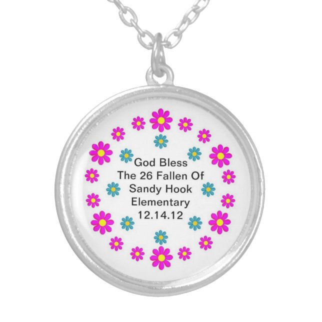 GOD BLESS THE 26 FALLEN... SILVER PLATED NECKLACE (Front)