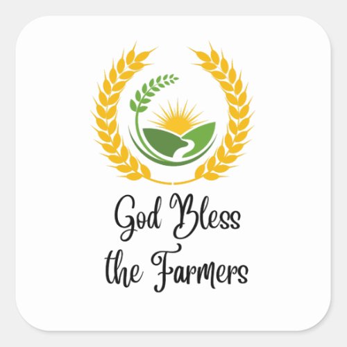 God Bless the Farmers Square Sticker