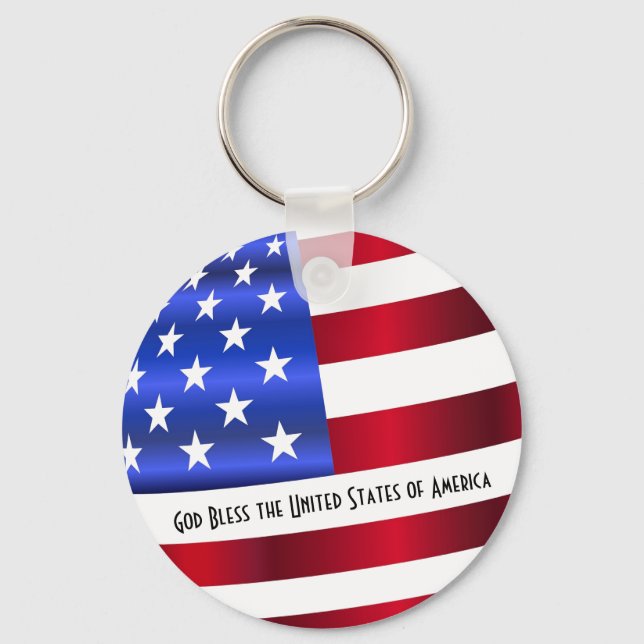 God Bless the United States of America Flag Keychain (Front)