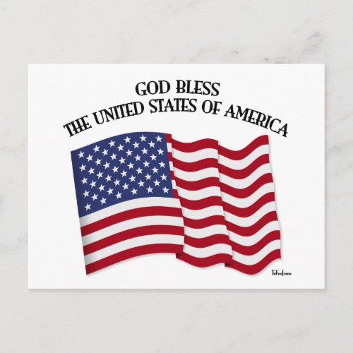 GOD BLESS THE UNITED STATES OF AMERICA US flag Postcard