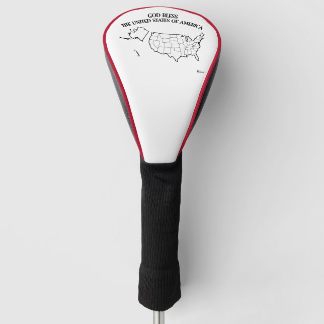 GOD BLESS THE UNITED STATES OF AMERICA USA outline Golf Head Cover (Front)