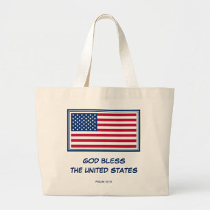GOD BLESS THE UNITED STATES Patriotic America Large Tote Bag