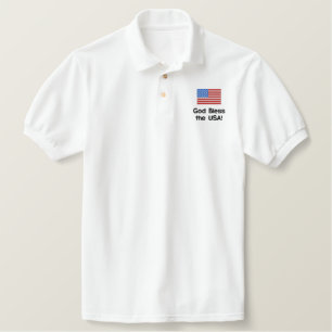 God Bless the USA. American Flag Golf Shirt