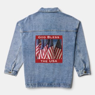 God Bless the USA American Flags Red White Blue