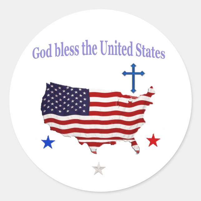 God bless the USA Classic Round Sticker (Front)