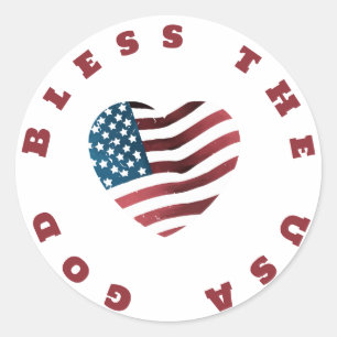 God Bless the USA Classic Round Sticker
