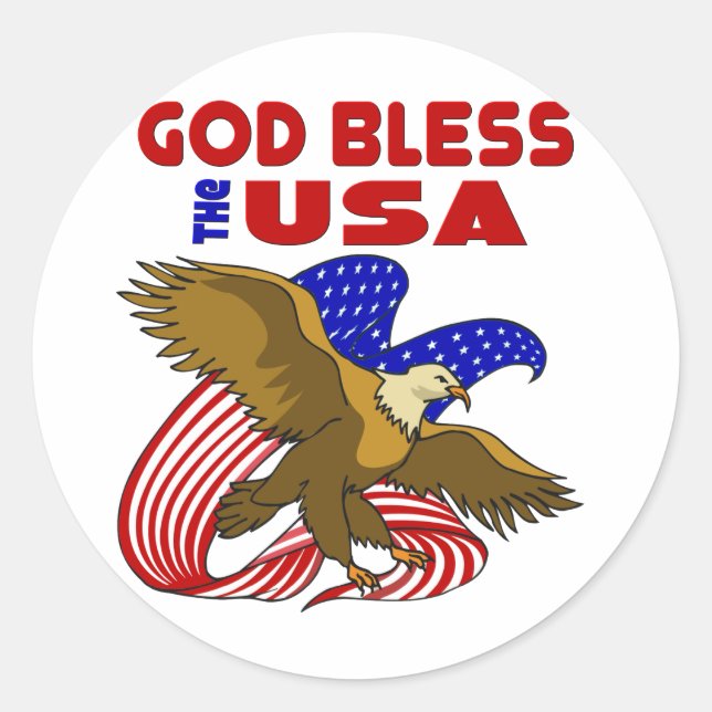God Bless the USA Classic Round Sticker (Front)