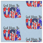 God Bless The USA on blue Fabric