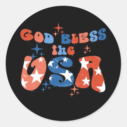 God Bless The USA Patriotic America Flag 4th Of Classic Round Sticker