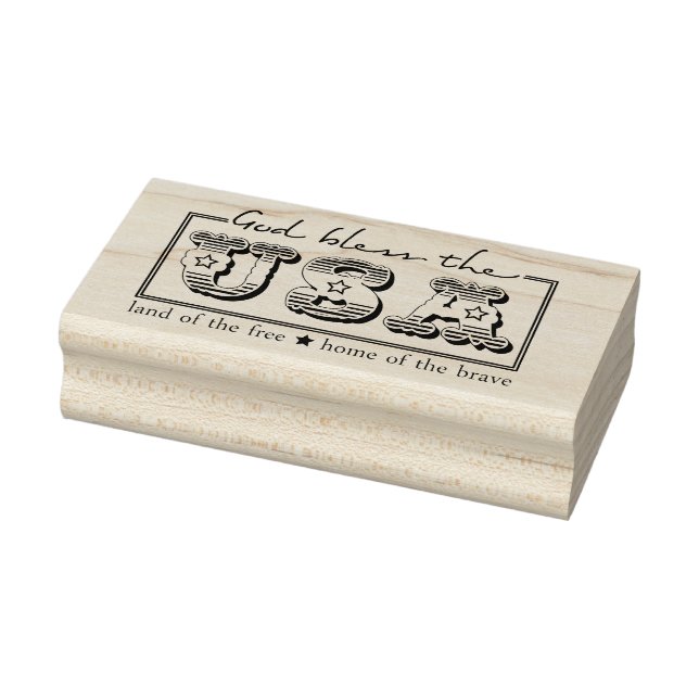 God Bless the USA Patriotic Rubber Art Stamp (Stamp)