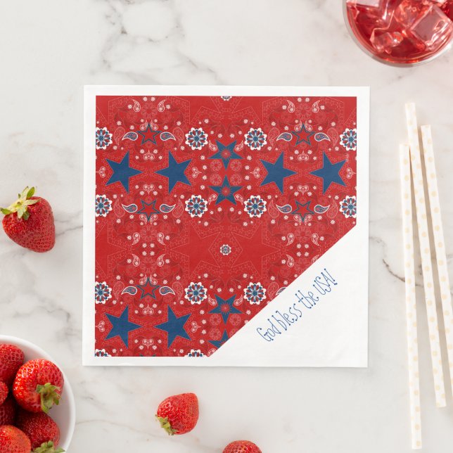 God bless the USA Red Bandana Napkins (Insitu)