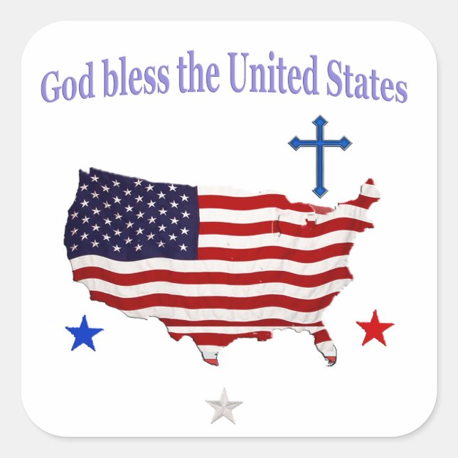 God bless the USA Square Sticker (Front)