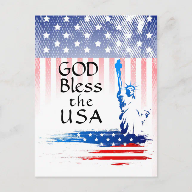 God Bless the USA Statue of Liberty, American Flag Postcard Zazzle