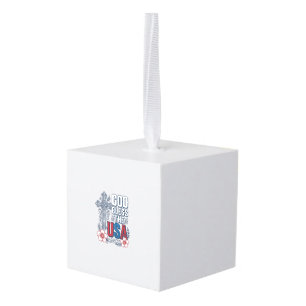 God Bless The USA Vintage Cross Patriotic Shirt (2 Cube Ornament