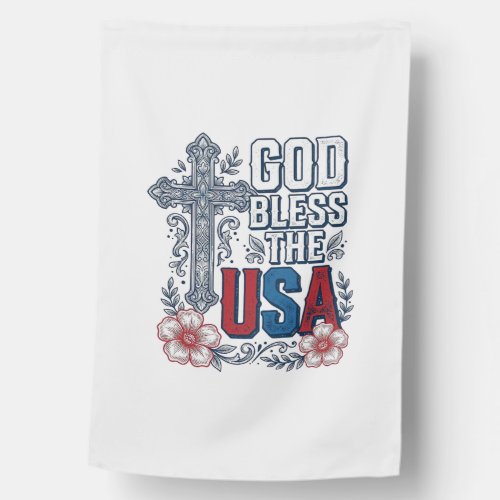 God Bless The USA Vintage Cross Patriotic Shirt (2 House Flag