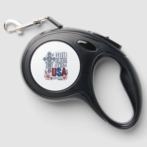 God Bless The USA Vintage Cross Patriotic Shirt (2 Retractable Pet Leash