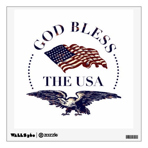 God Bless the USA _ Vintage Eagle and Flag Wall Sticker