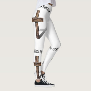 God Bless The USA With Cross Leggings