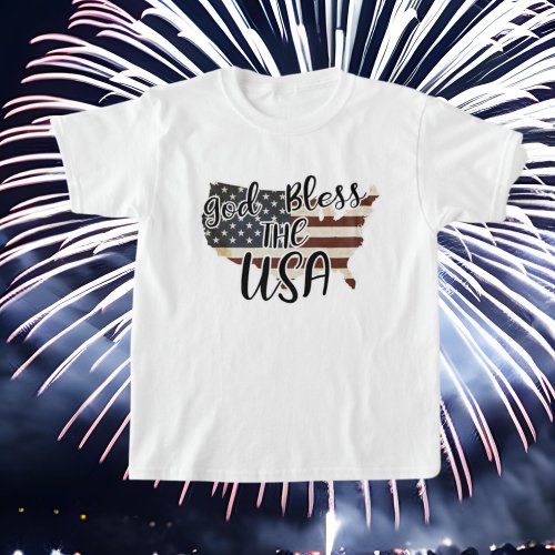 God Bless the USA word art Patriotic kid unisex T_Shirt