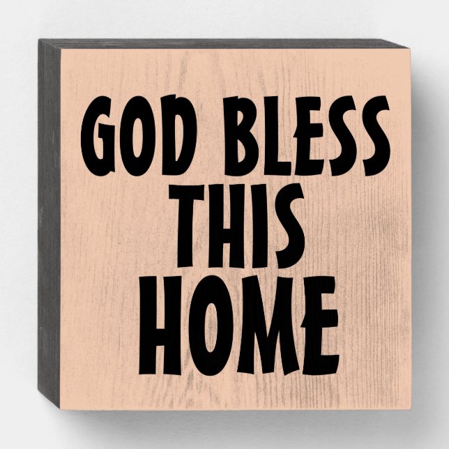 GOD BLESS THIS HOME, CHRISTIAN WOOD WALL SIGNS (Front Horizontal)