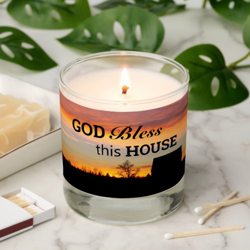 God Bless This House Sunset Silhouette Scented Candle