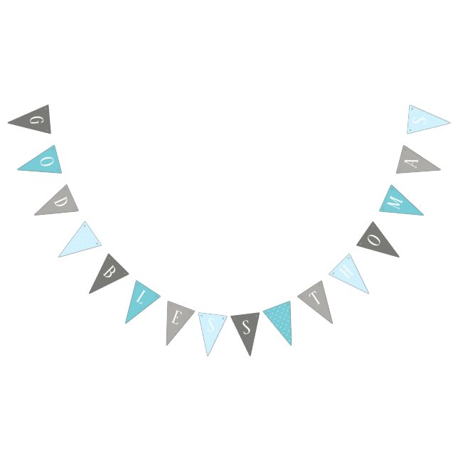 God Bless Thomas Blue and Gray Baptism Banner (All)