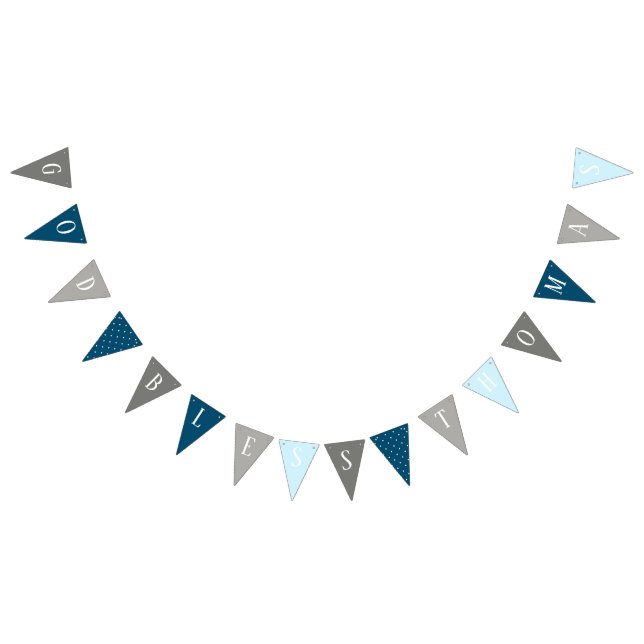 God Bless Thomas Blue and Gray Baptism Banner (All)