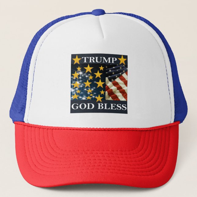 GOD BLESS TRUMP TRUCKER HAT (Front)