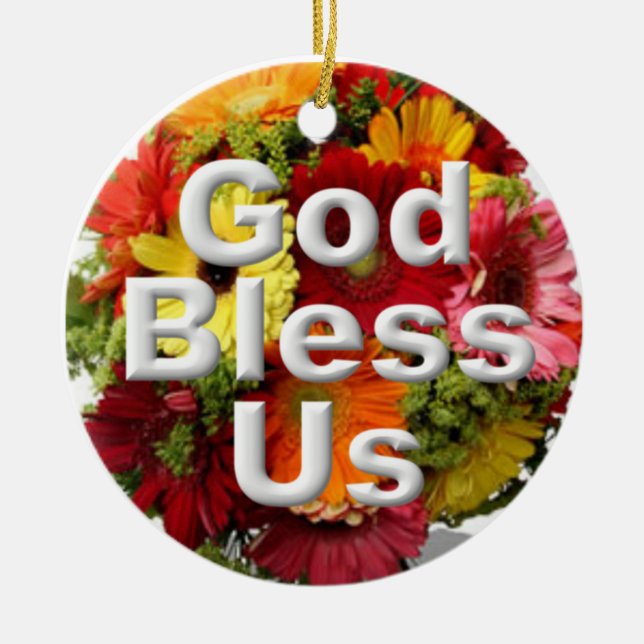 God bless us ceramic ornament (Front)