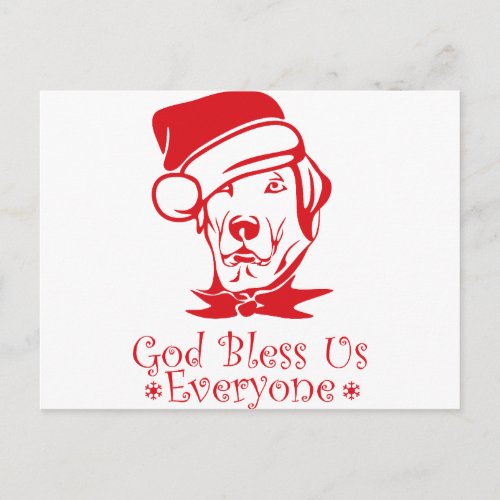 god bless us christmas holiday postcard