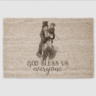 God bless us everyone Dickens Christmas Carol Fiber Doormat