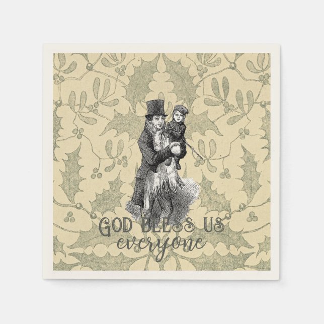 God bless us everyone Dickens Christmas Carol Napkins (Front)